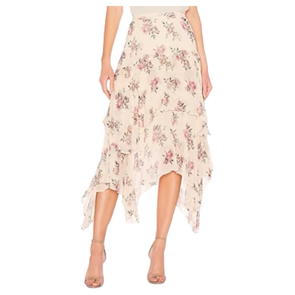 LoveShackFancy Floral Cream Skirt
